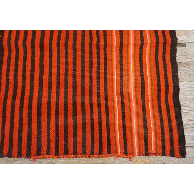 1920s Red Background Stripe Black and Ivory Desing Antique Navajo Rio Grande Rug For Sale - Image 12 of 17