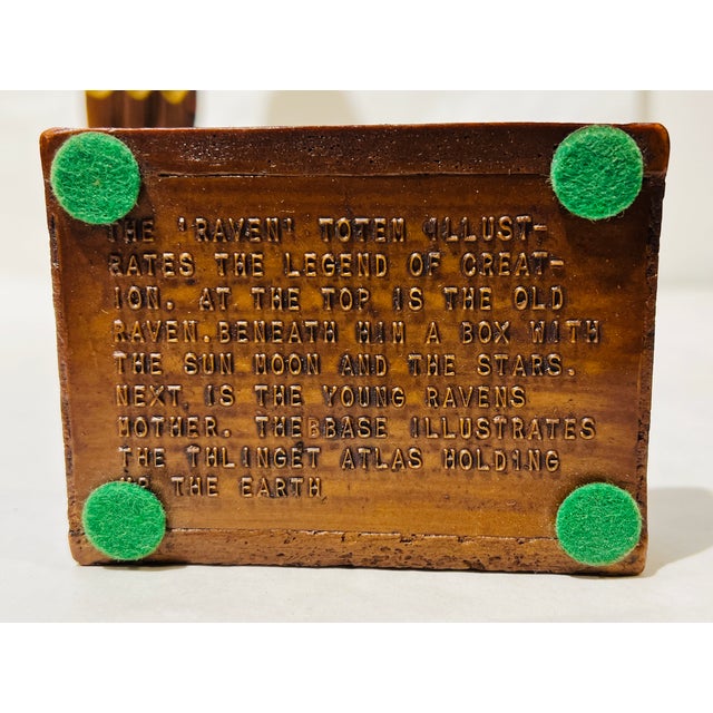 Vintage Raven Hand-Painted Wood Totem Pole Figures- a Pair For Sale - Image 9 of 10