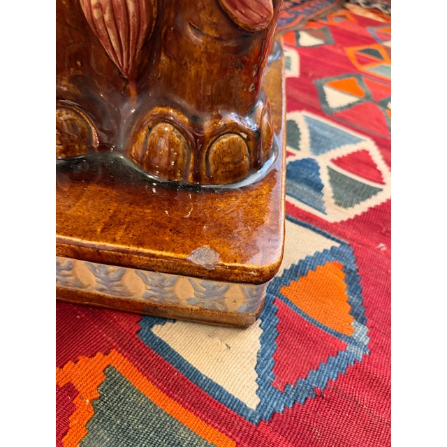 Vintage Elephant Heavy Ceramic Pottery Garden Stool / Side Table For Sale In Miami - Image 6 of 7