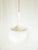 Ivory White Metal and Sandblasted Glass Mushroom-Shaped Pendant Lamp attributed to Martinelli Luce, 1960s For Sale - Image 8 of 11