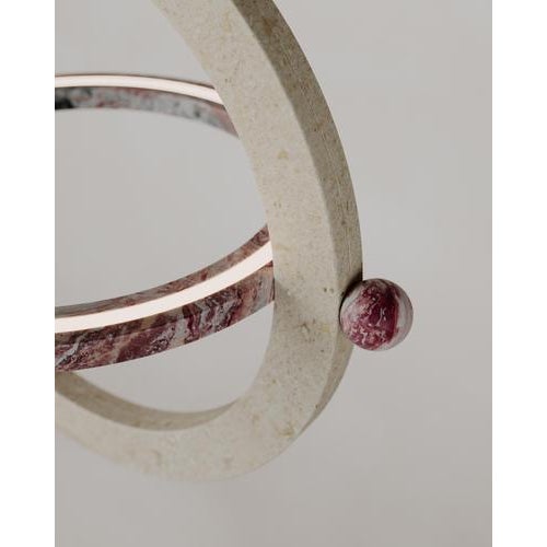 Pink Marble Stone Ring-Shaped Gaïa Lamp by Esther Knopfler For Sale - Image 6 of 15