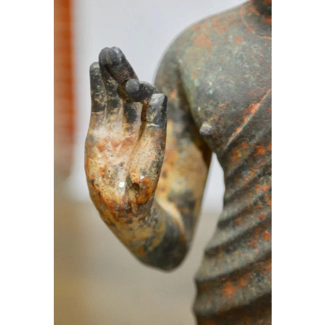 Cast Iron Standing Buddha Statue For Sale - Image 5 of 9