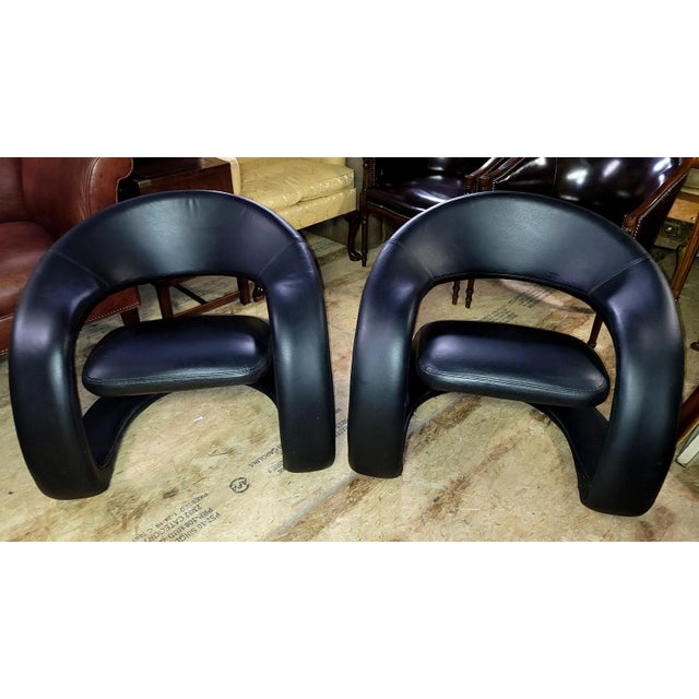 Pair of Vintage Jaymar Attributed Postmodern Sculptural Cantilever Tongue Chairs For Sale - Image 4 of 7