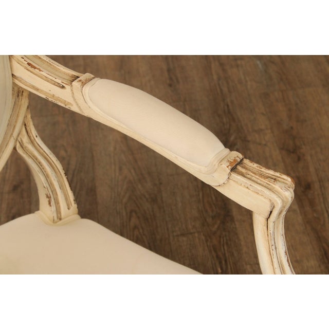 Buying & Design Italia Louis XVI Style White Oval Back Armchair For Sale - Image 4 of 12