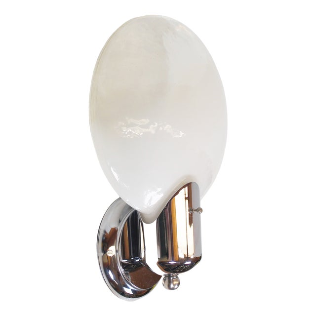 Vintage Wall Lamp in Chrome and Murano Glass from Kaiser Leuchten, 1970s For Sale