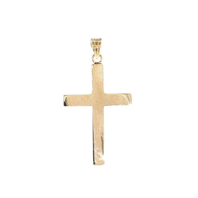 Traditional Mid-Century 14k Yellow Gold Engraved Cross For Sale - Image 3 of 5