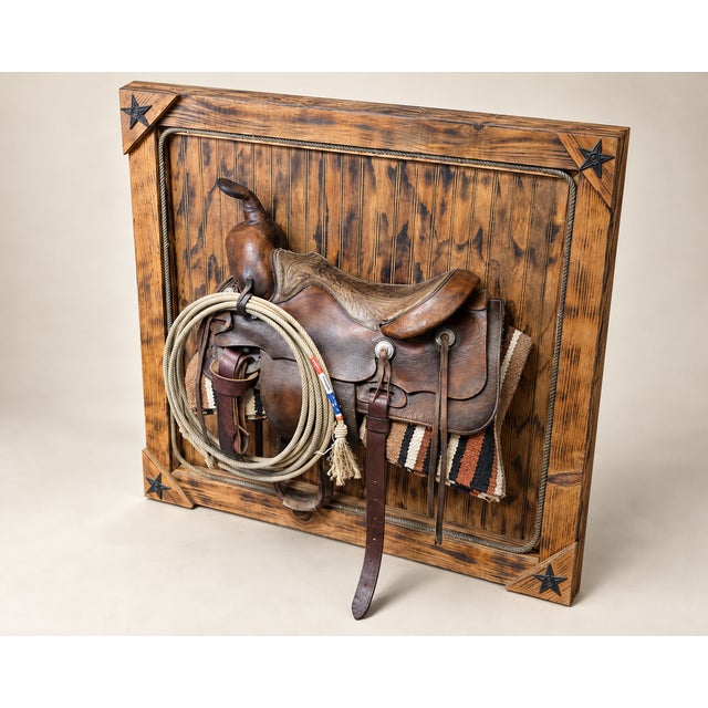 Vintage Western Saddle Framed Wall Art With Lasso & Saddle Blanket For Sale In Los Angeles - Image 6 of 6