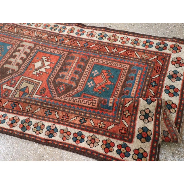 Textile Galerie Shabab Collection Early 20th Century Caucasian Kazak Accent Rug For Sale - Image 7 of 8