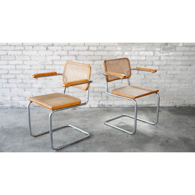 Pair of vintage Marcel Breuer 'Cesca' attributed armchairs, circa 1970s. Quintessential mid century design. Would work...
