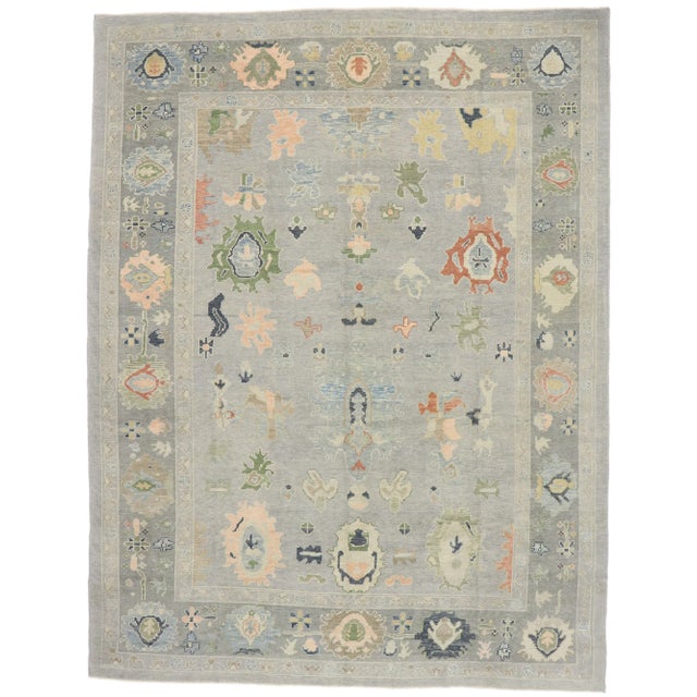 Earth-Tone Turkish Oushak Rug, 09'11 X 12'11 For Sale - Image 9 of 9