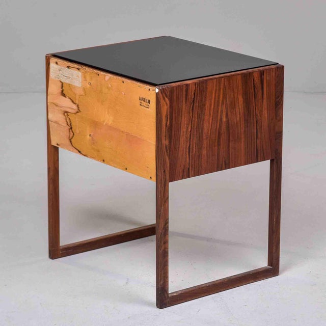 Chestnut Langkilde Danish Mid-Century Rosewood Side Table With Black Glass Top For Sale - Image 8 of 12