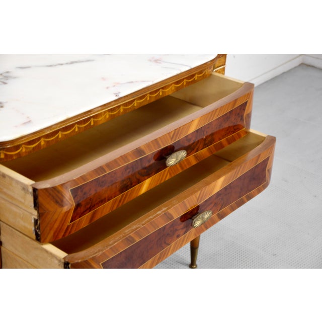 Italian Walnut Carrara Marble and Brass Sideboard from Cantu, 1960s For Sale - Image 10 of 12