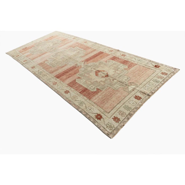 Vintage Circa 1940 Turkish Oushak Hand Knotted Wool Runner, Terracotta, 5'1 X 11'9 For Sale - Image 9 of 12