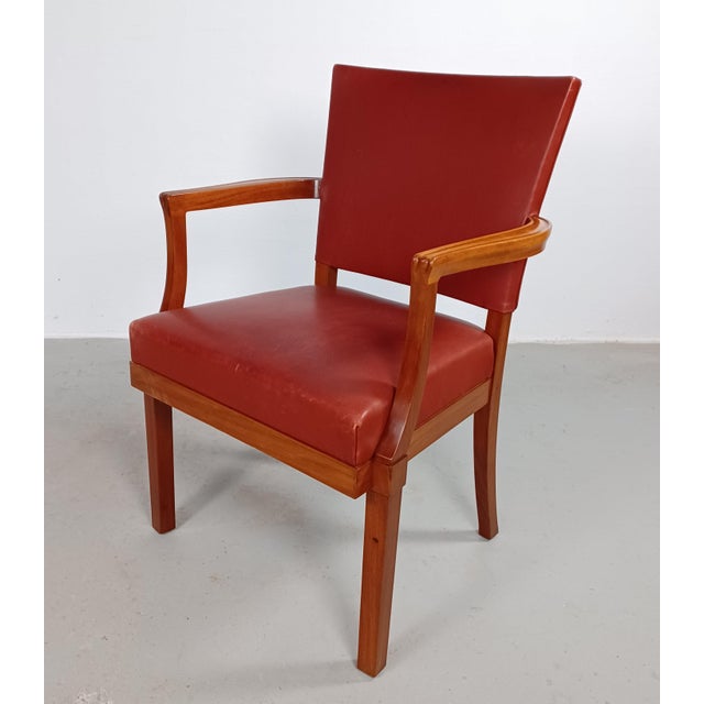 1930s Set of Fully Restored Red Barcelona Chairs by Kaare Klint for Rud Rasmussen, 1935 For Sale - Image 5 of 17