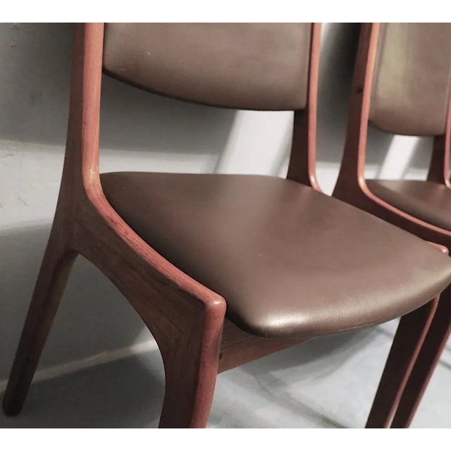 Mid-Century Modern Set of Danish Teak and Leather Dining Chairs from KS Møbler, 1960s For Sale - Image 3 of 7