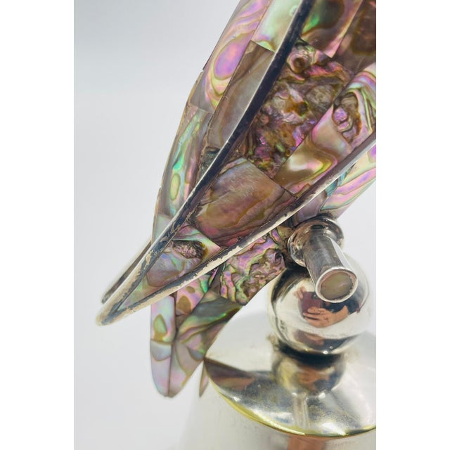 1970s Mexican Silver Plated & Abalone Parrot Bell in the Style of Emilia Castillo For Sale - Image 13 of 18