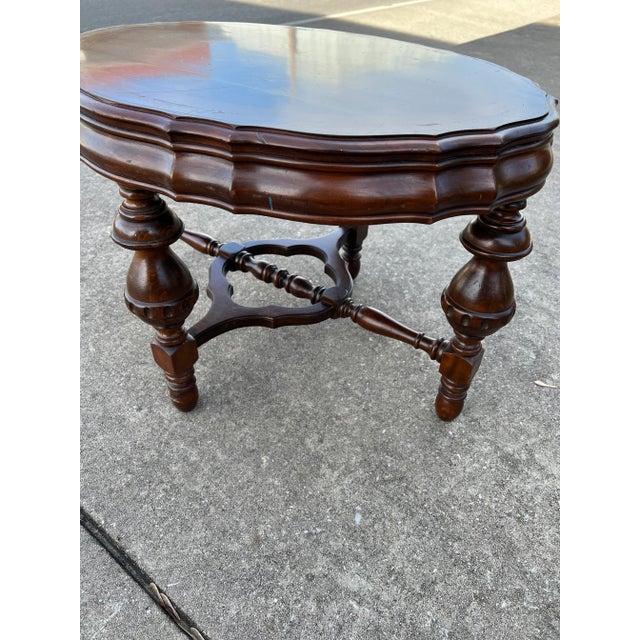 Mid-Century Modern 1940s Oval Walnut Coffee Table For Sale - Image 3 of 6