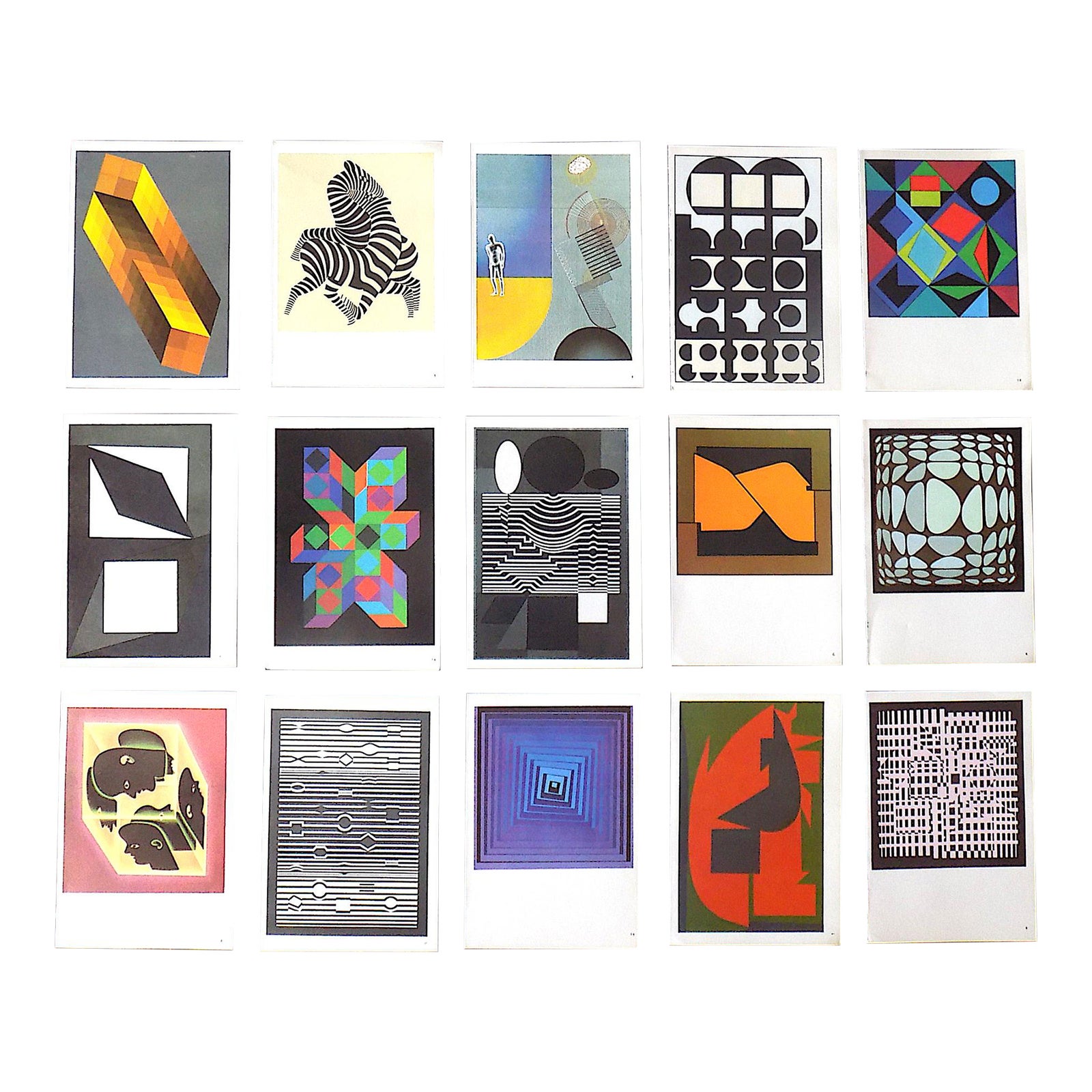 Vintage Mid Century Modern Diminutive Abstract Victor Vasarely ...