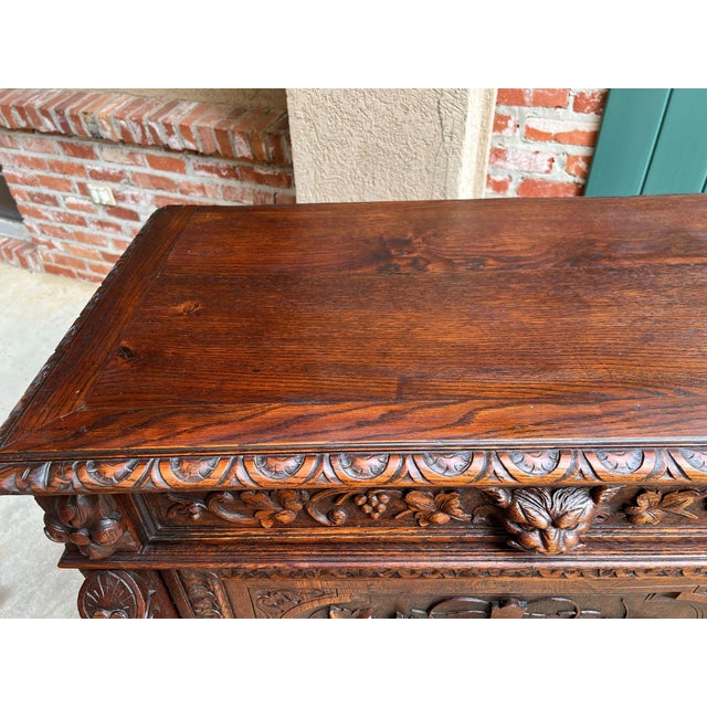 Antique French Wine Cabinet Sideboard Renaissance Revival Carved Oak C1890 For Sale - Image 18 of 18