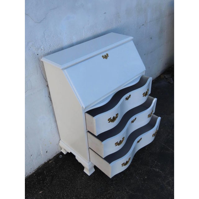 Mid 20th Century Painted White Serpentine Secretary Desk 6331 For Sale - Image 5 of 16