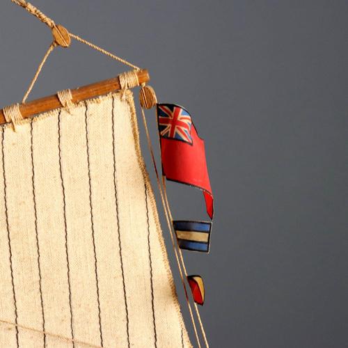 Brown Wooden Sailing Ship Model For Sale - Image 8 of 13