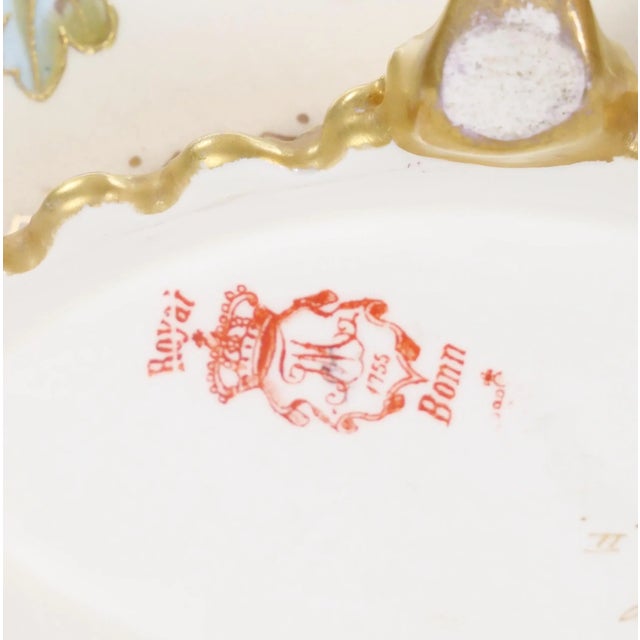 Gold Hand Painted & Gilt Decorated Floral / Foliate Design German Centerpiece For Sale - Image 8 of 10