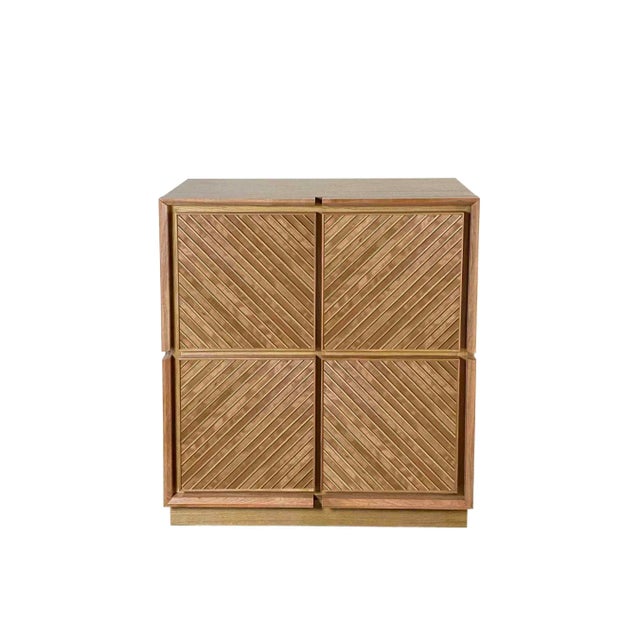 "Square Line Uno" belief by Mascia Meccani for Meccani Design, 2022. Oak belief with cherry and walnut finishes, 4 doors...