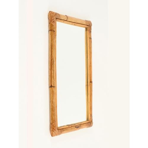 Mid-Century Italian Rectangular Mirror in Bamboo and Rattan, Italy, 1970s For Sale - Image 9 of 11