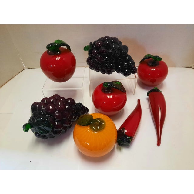Glass Contemporary Solid Glass Fruits and Vegetables - Set of 8 For Sale - Image 7 of 7
