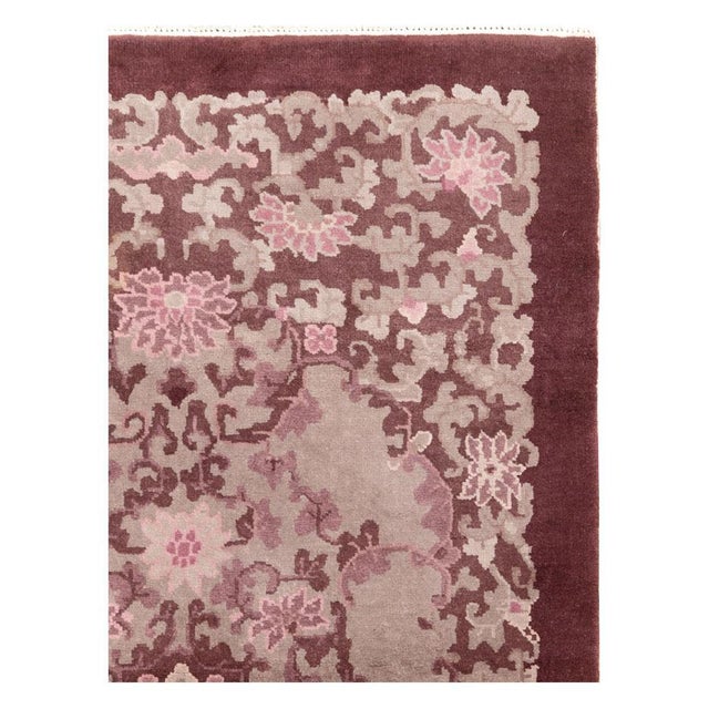 Art Deco Galerie Mid-20th Century Handmade Chinese Art Deco Throw Rug For Sale - Image 3 of 10