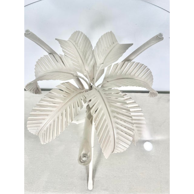 Hollywood Regency Vintage Metal Palm Tree Side Table For Sale - Image 3 of 11