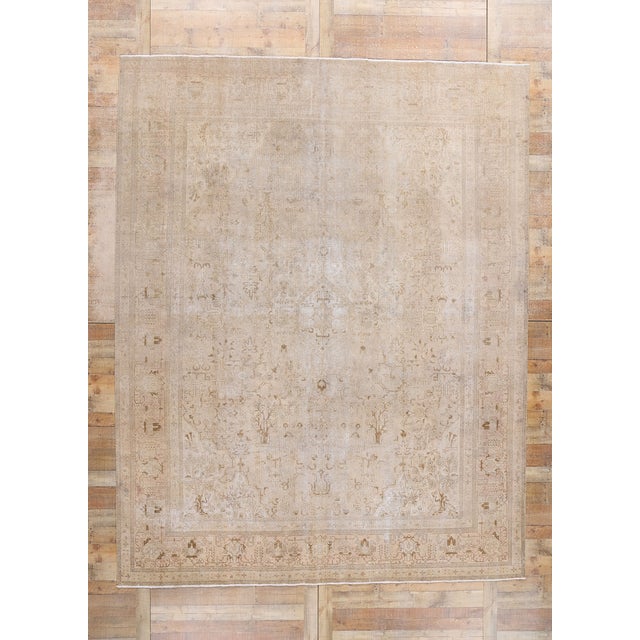 Vintage Earth-Tone Persian Tabriz Rug - 09'10 X 12'07 For Sale - Image 9 of 9