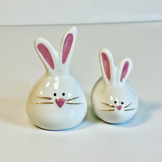 Vintage Whimsical Modern Ceramic Bunny Salt & Pepper Shakers - A Pair For Sale - Image 6 of 12