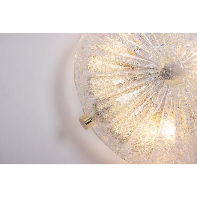 Small Brass and Murano Glass Flush Mount attributed to Hillebrand, Germany, 1970s For Sale - Image 11 of 14