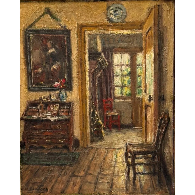 Early 20th Century Early 20th Century Albert Geudens (1869-1949) Flemish Interior Scene, O/P For Sale - Image 5 of 7