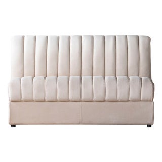 Matthew Izzo Home Estelle Oatmeal Velvet Straight Modular Banquette Sofa For Sale