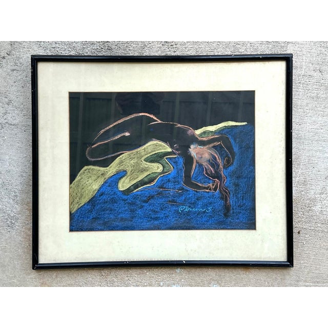 Vintage Abstract Nude Pastel Drawing For Sale - Image 4 of 13
