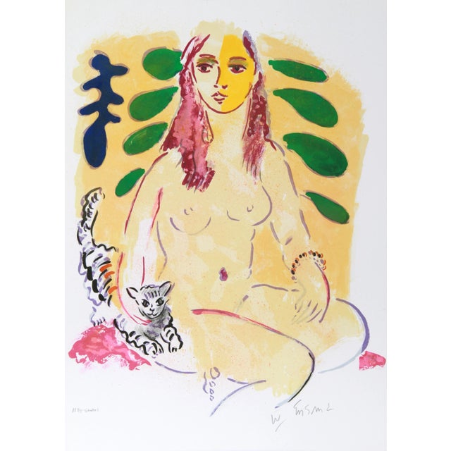 Lady With Cat, Wayne Ensrud Lithograph For Sale - Image 4 of 4