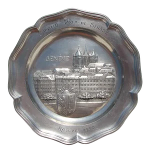 1938 Swiss Grand Prix Motor Race Pewter Plate, Grand Prix De Suisse, Genève, Rallye