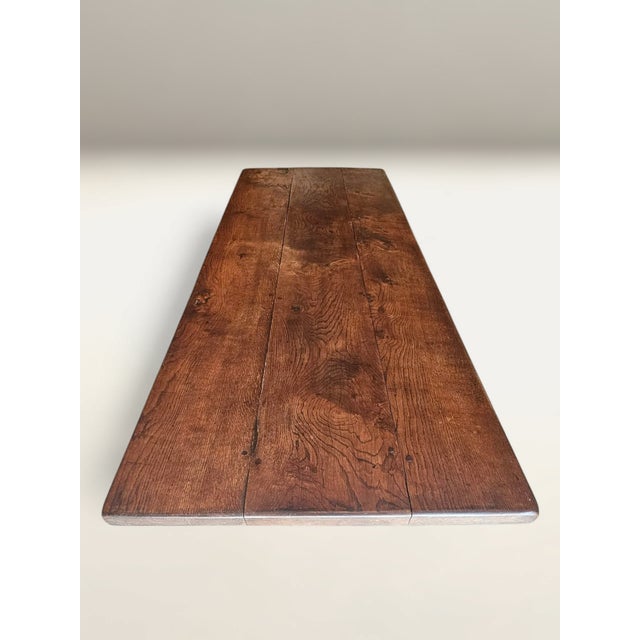 Farmhouse 19th Century French Walnut X-Frame Refractory Farmhouse Dining Table For Sale - Image 3 of 7