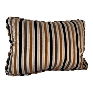 Striped Velvet Lumbar Pillow For Sale
