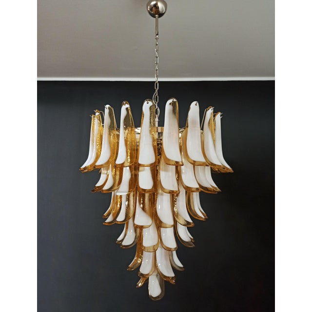 Vintage Italian Murano Chandelier with Caramel Glass Petals in the style of Mazzega, 1990 For Sale - Image 6 of 17