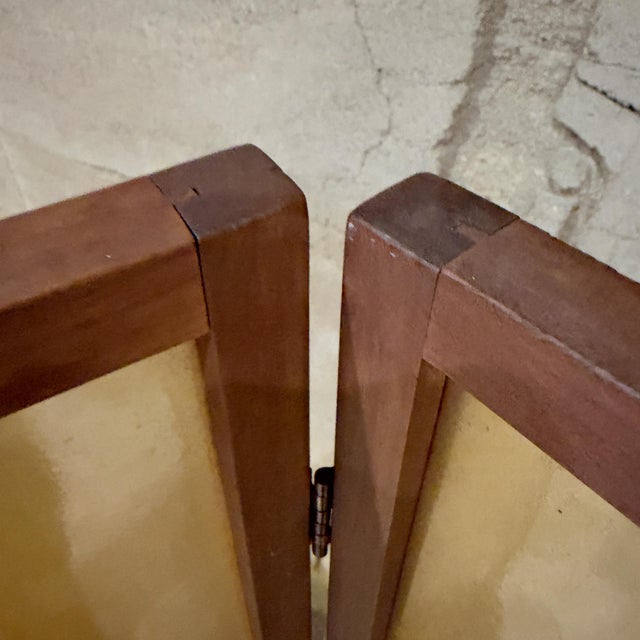 Plastic Vintage Japanese Four-Panel Folding Floor Screen Mid Century Organic Modern For Sale - Image 7 of 17