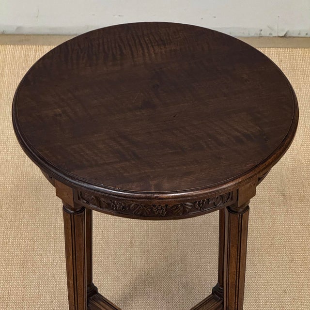 Antique French Louis XVI Style Hand Carved Walnut Guéridon ~ Side Table For Sale - Image 16 of 17