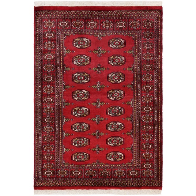 Tribal Bokhara Red/Beige Hand Knotted Wool Rug For Sale - Image 9 of 9