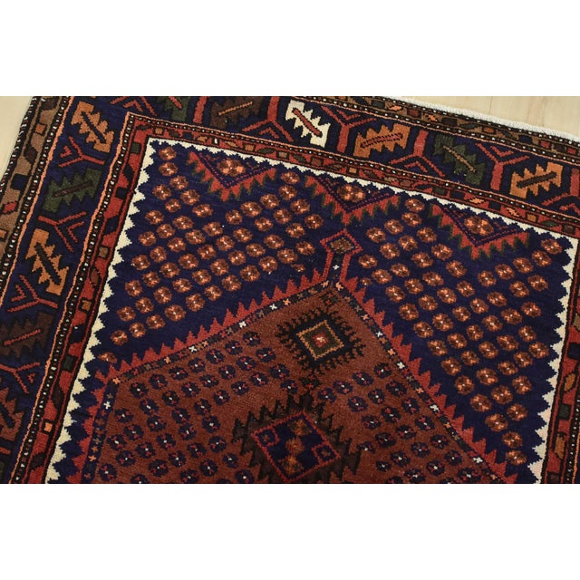 Zanjan Rug 4'5'' X 7'5'' Red Wool Vintage Tribal Hand-Knotted Oriental Carpet For Sale In Philadelphia - Image 6 of 12