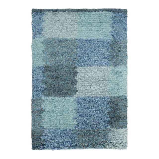 Contemporary Scandinavian Style Blue Gift-Sized Wool Rug by Rug & Kilim, India For Sale