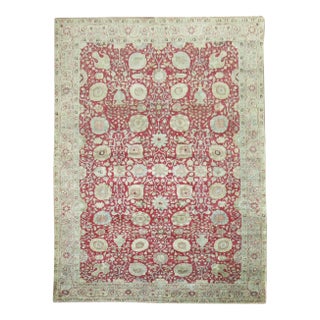 Antique Zabihi Collection Chinese Red Traditional Persian Tabriz Rug - 9'2" x 13'2" For Sale