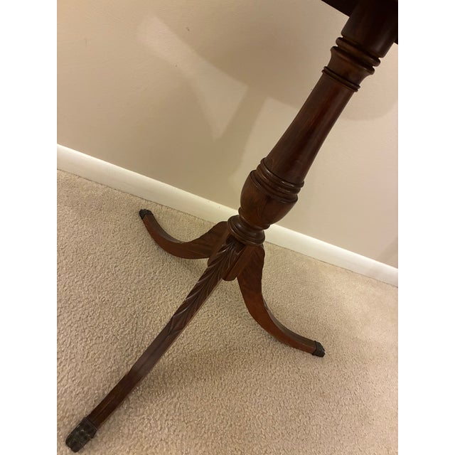 Late 20th Century Vintage Mersman Round Pedestal Side Table With Drawer & Claw Feet For Sale - Image 5 of 7