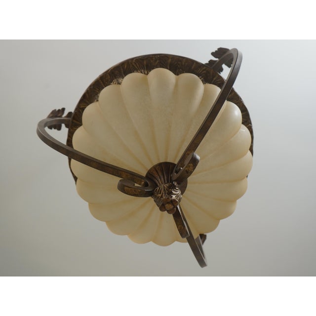 Italian Italian Style Metal Chandelier W. Frosted Shade For Sale - Image 3 of 11